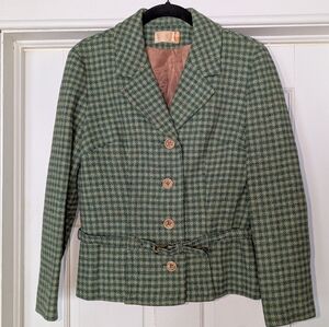 Pendleton Vintage Green Belted Blazer Jacket SZ 10